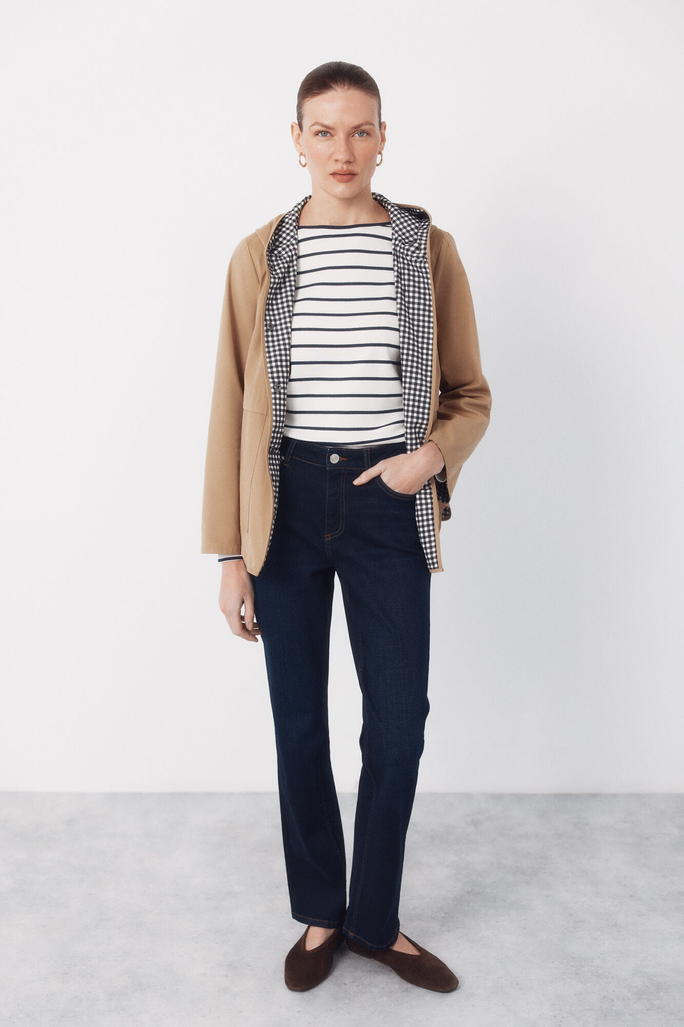 Cortefiel Parka revers&iacute;vel water repellent Castanho