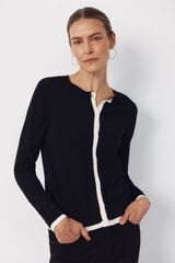 Cortefiel Jersey-knit contrast jacket Black