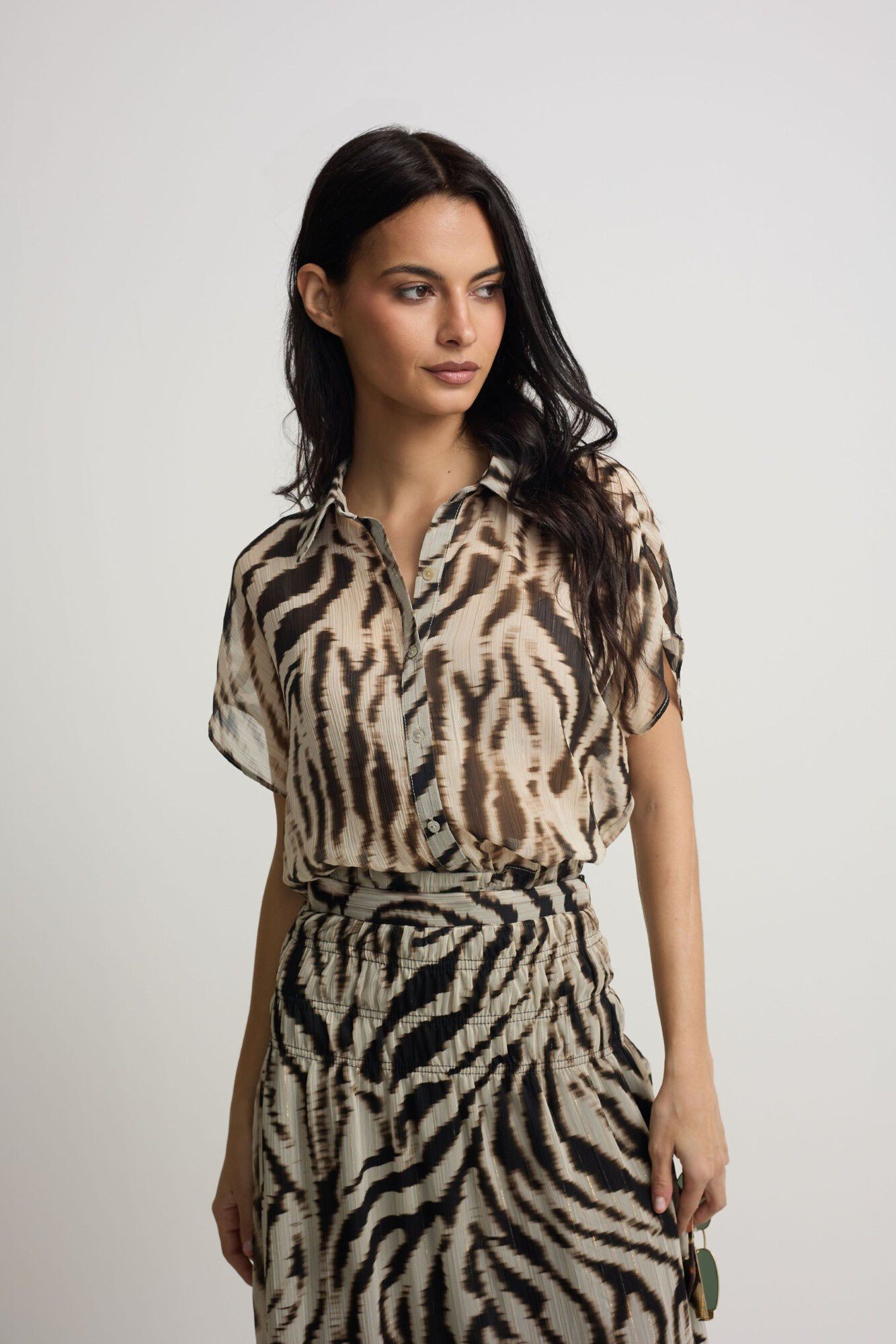 Silbon Saia comprida estampado animal print Tostado