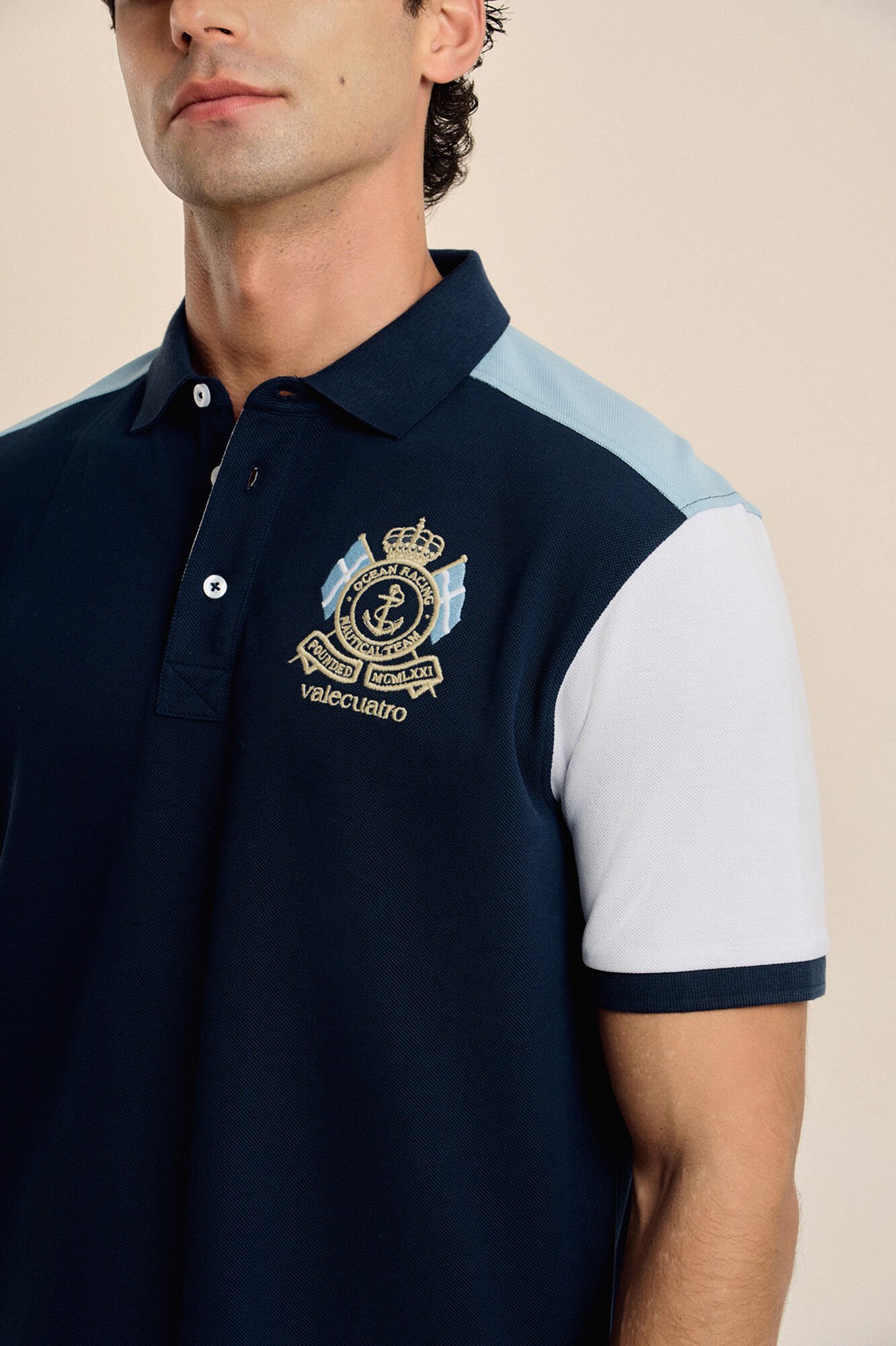 Valecuatro Tricolor polo shirt Navy