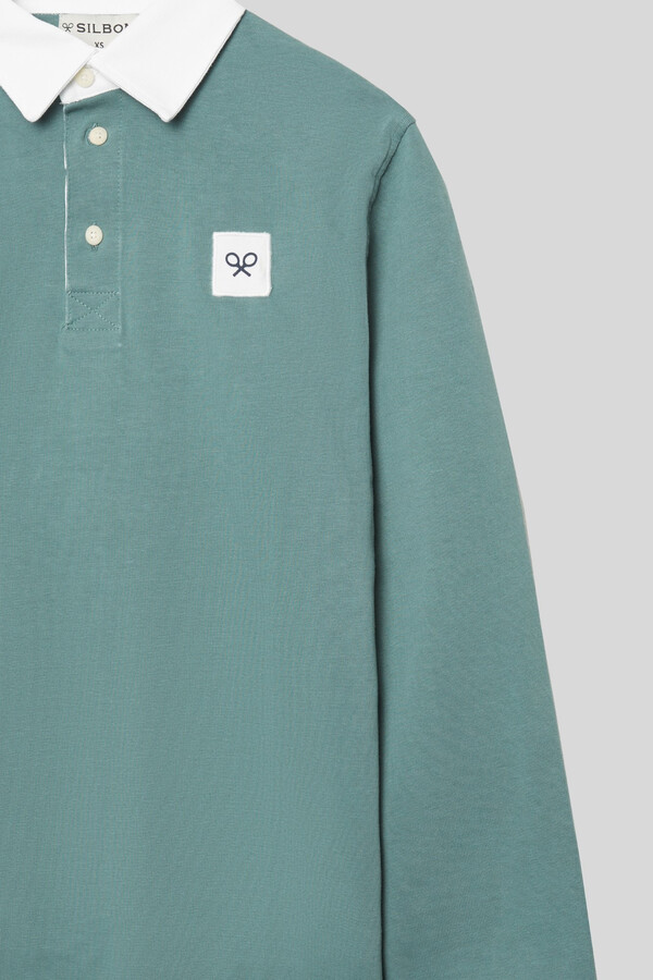 Cortefiel Green long-sleeved polo shirt with patch Green