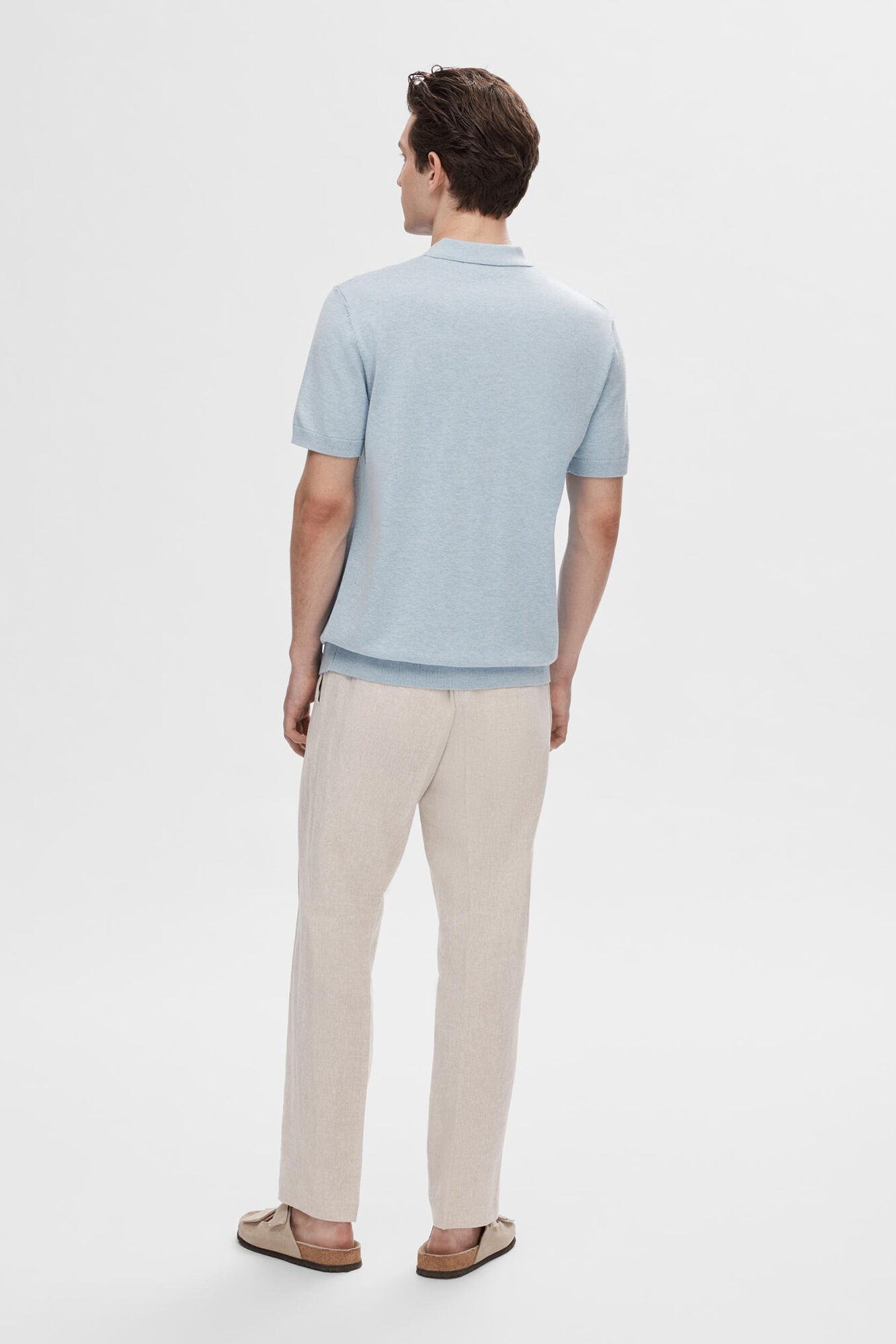 Selected Polo de malha de manga curta Azul