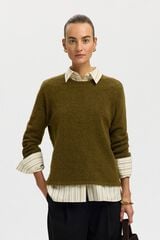 Selected Wool and alpaca jumper Green