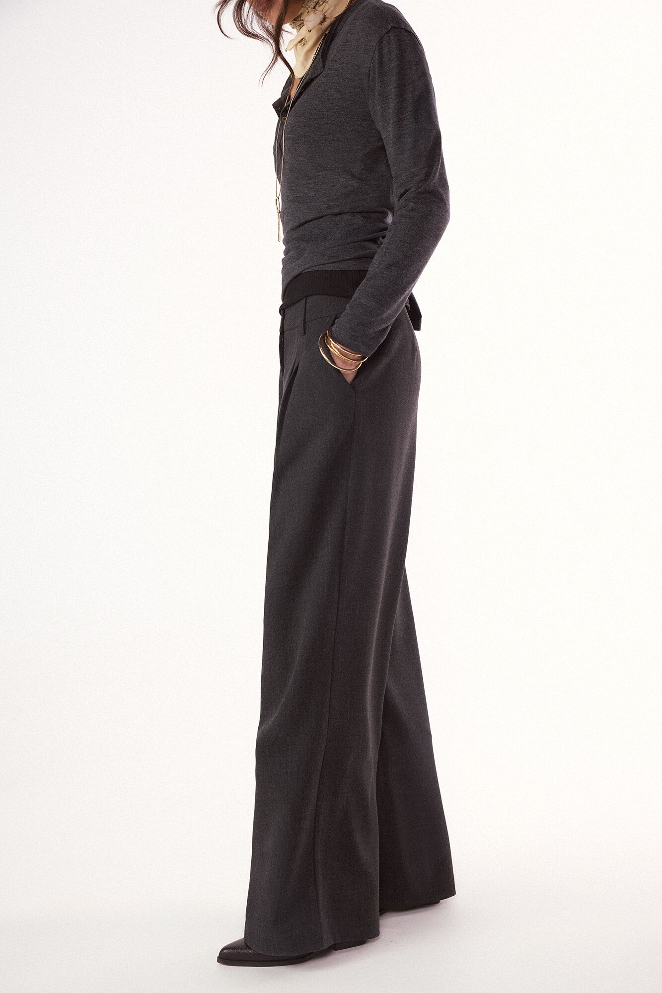 Slowlove Pantal&oacute;n pinzas recto Cinzento