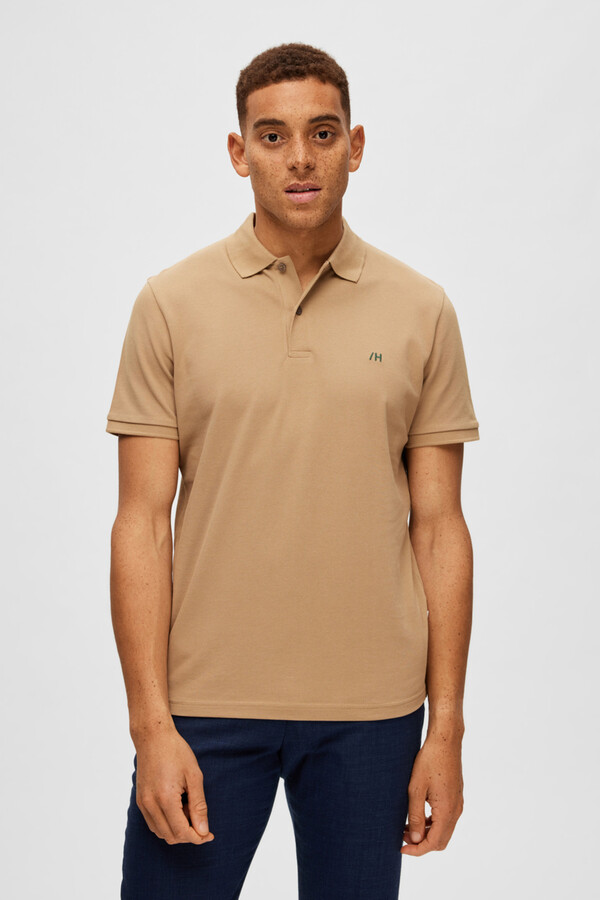 Cortefiel Short-sleeved 100% organic cotton polo shirt with embroidered logo Green