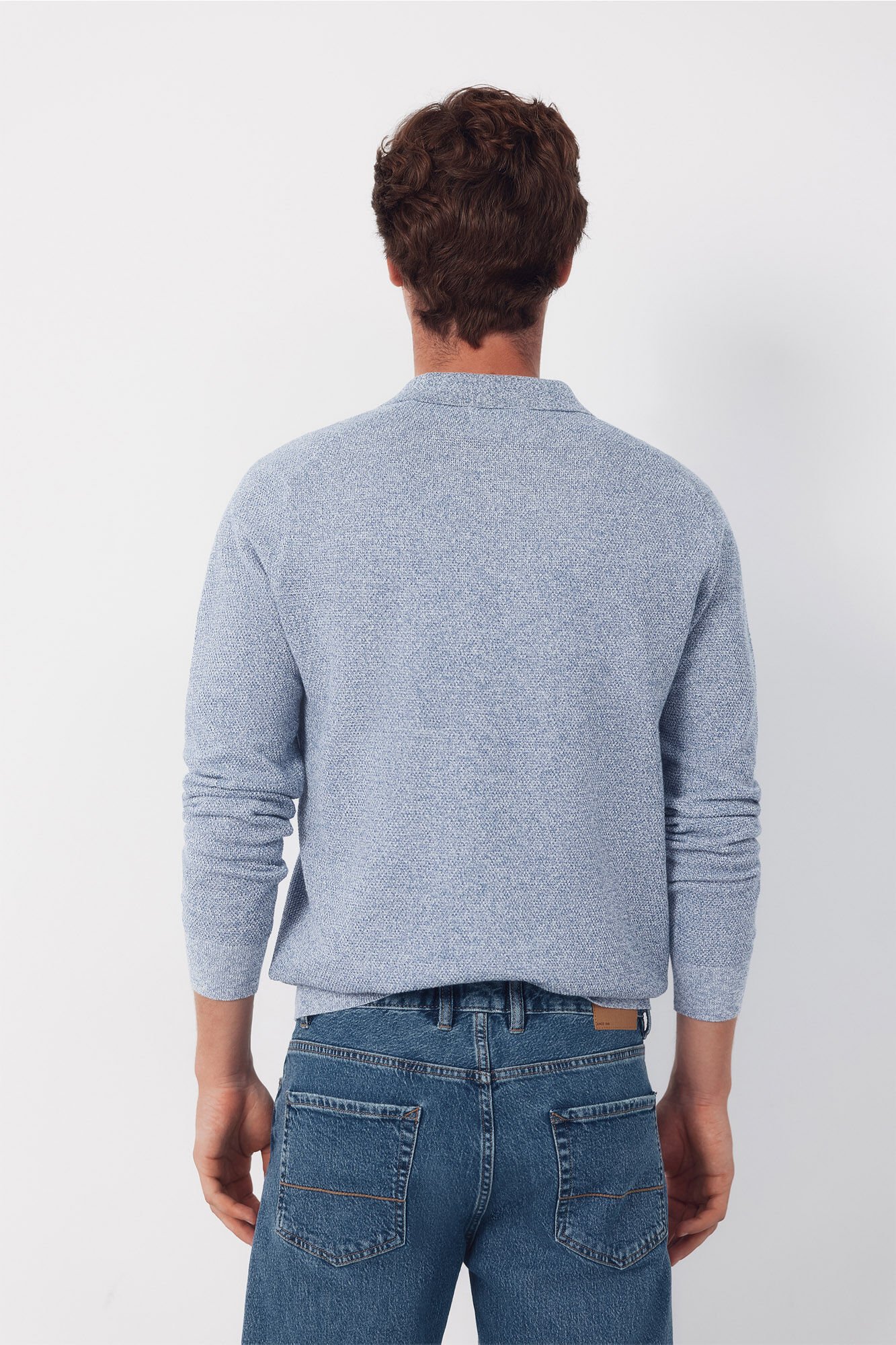 Cortefiel Torzal long sleeve polo shirt Blue