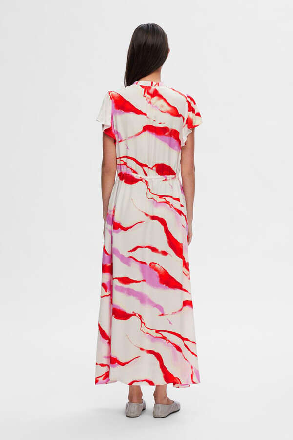 Cortefiel Printed midi dress made with Ecovero viscose.  Lilac