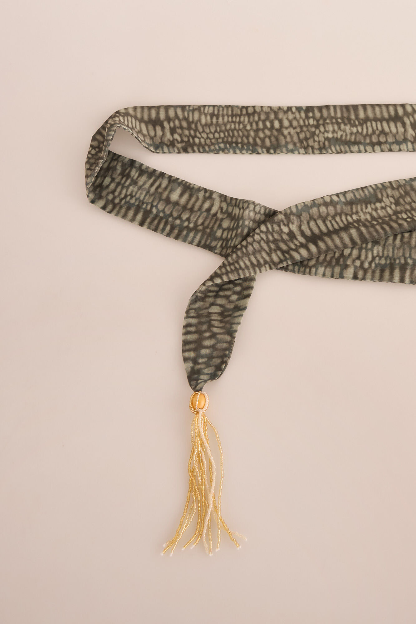 Slowlove Beaded tie scarf Green