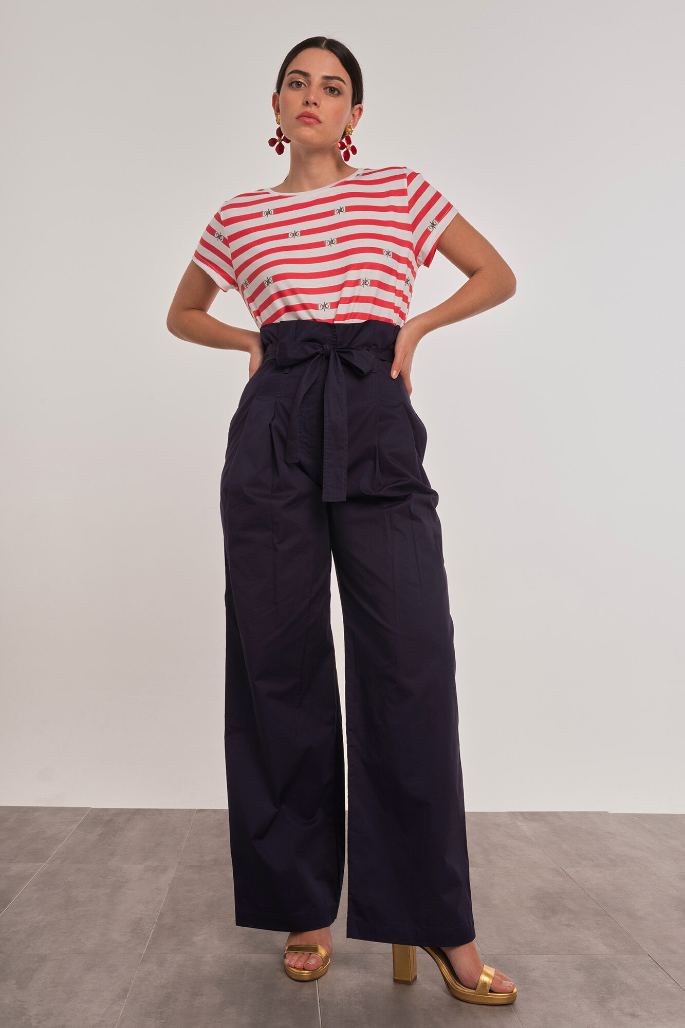 Dolores Promesas Sailor striped T-shirt with logo Red