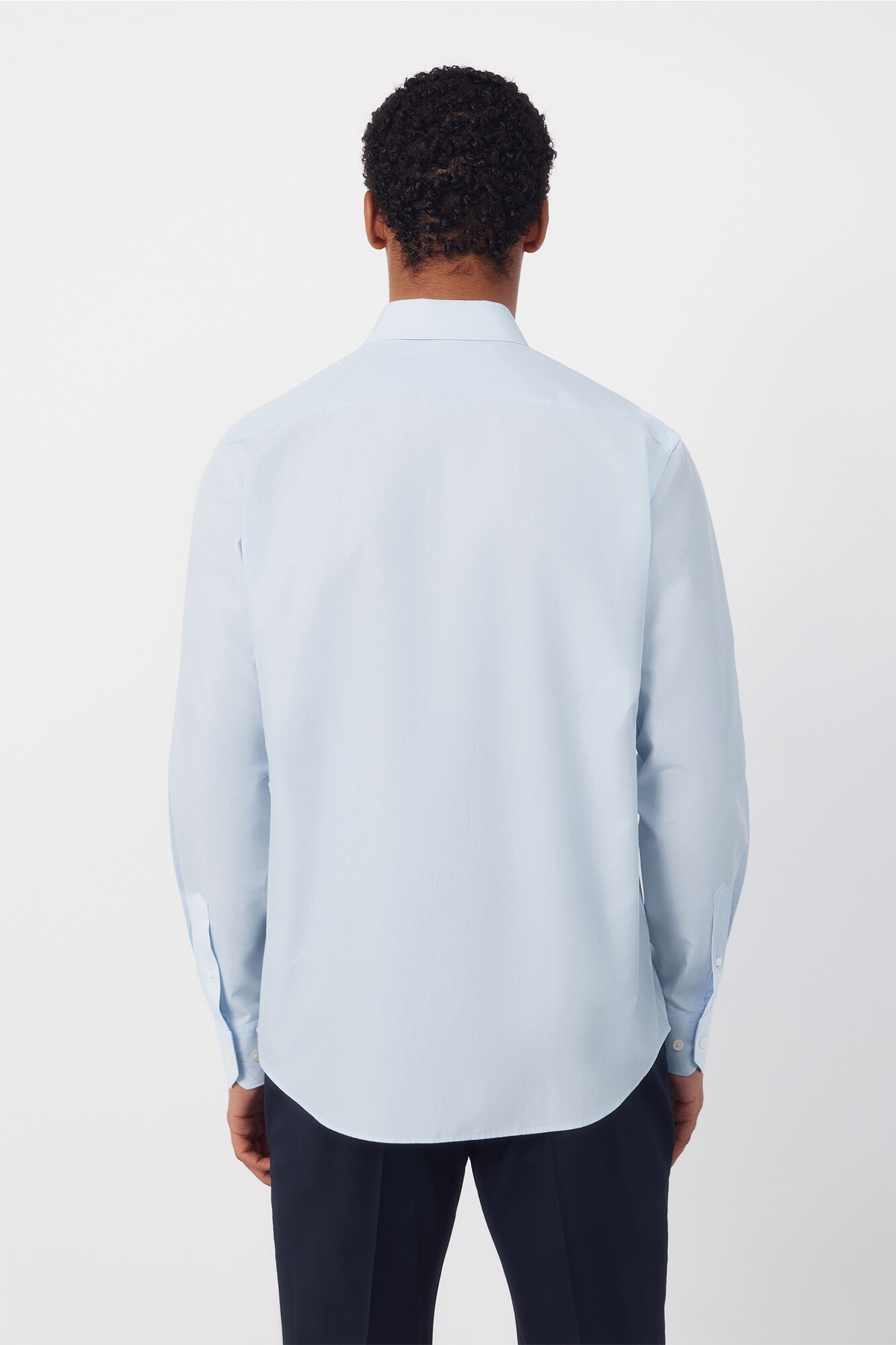 Cortefiel Plain tencel cotton dress shirt Blue