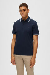 Cortefiel Polo de algodón orgánico con logo bordado con detalle en cuello y mangas. Navy