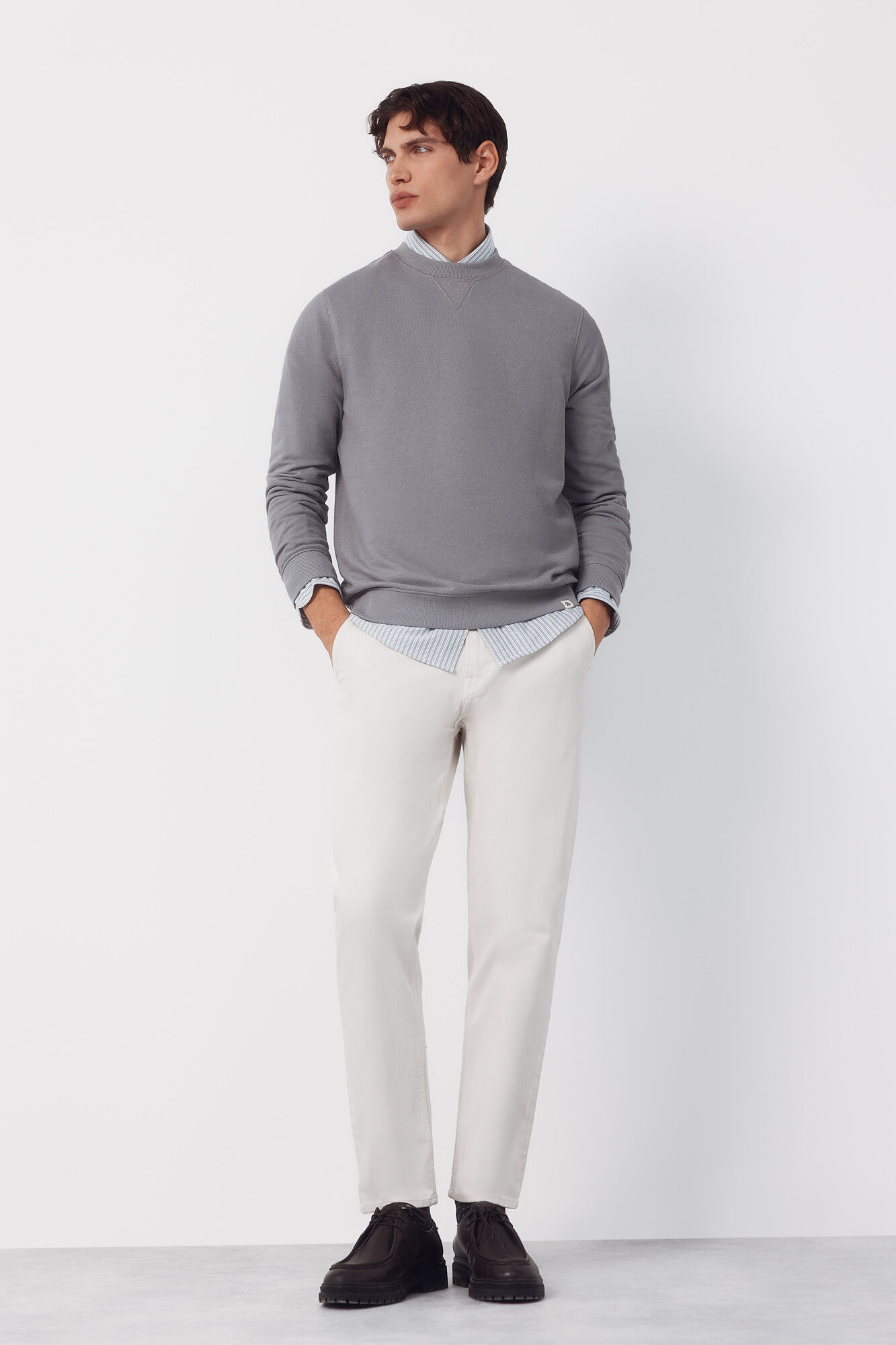 Cortefiel Textured crew neck sweatshirt Grey