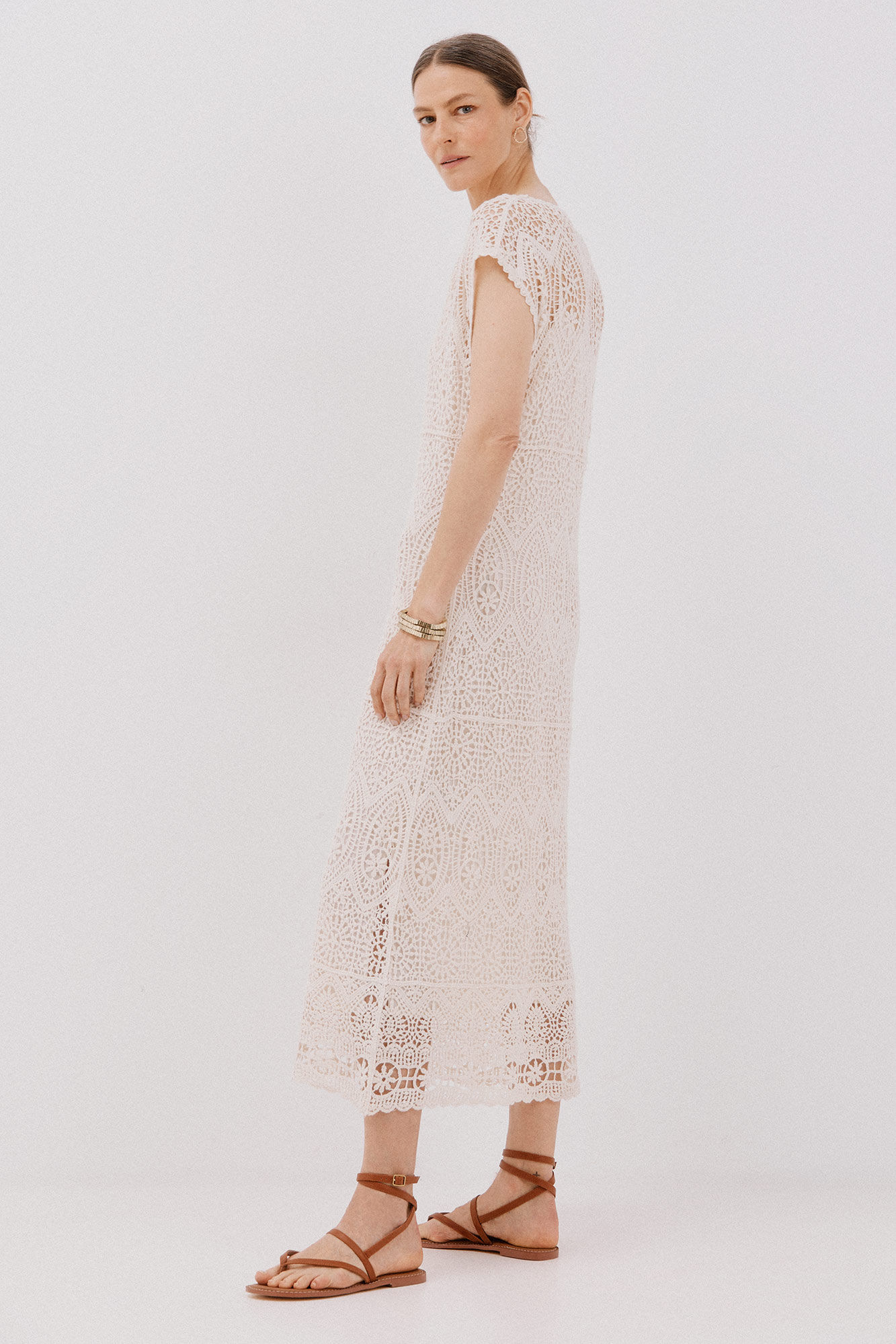 Cortefiel Crochet dress Nude
