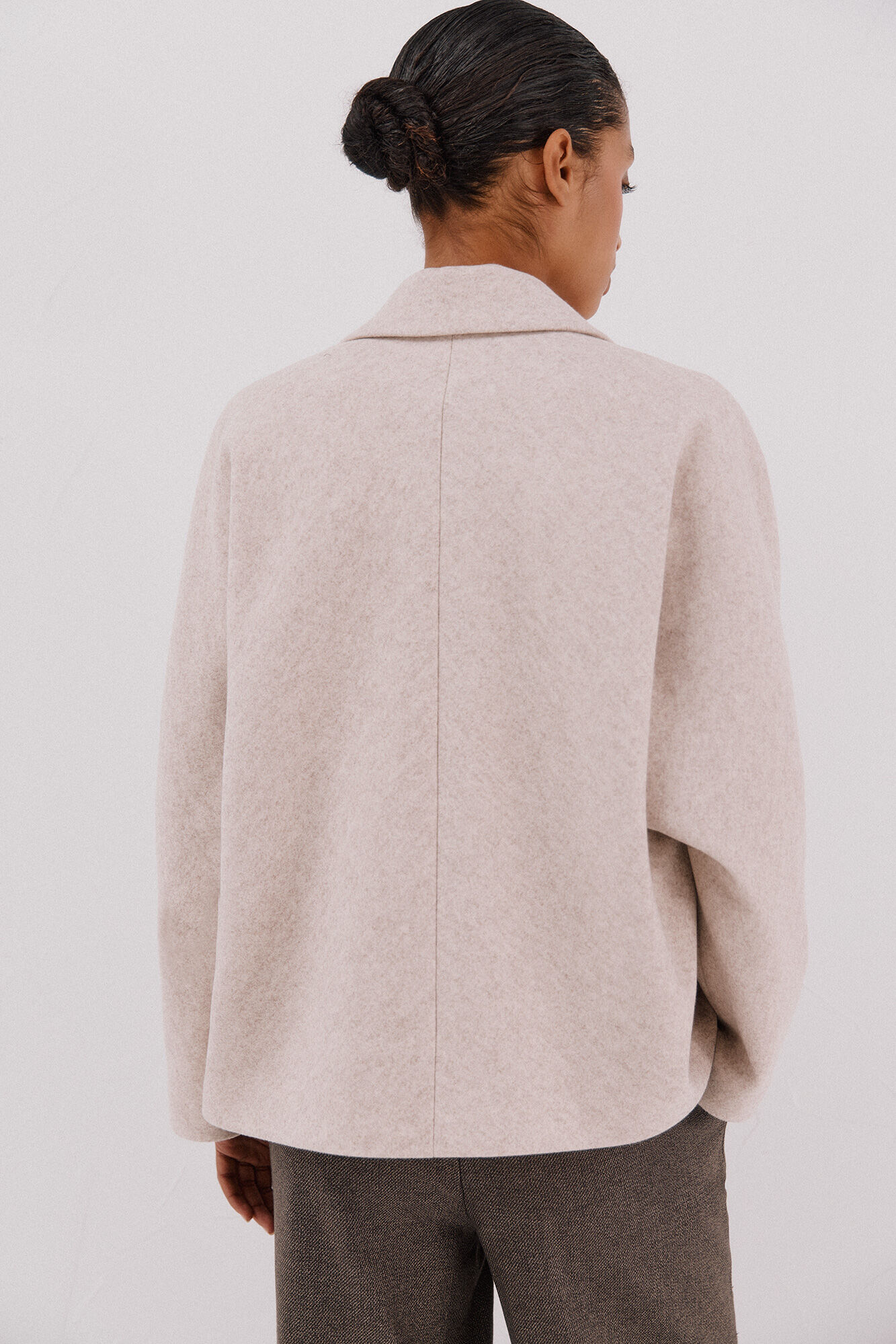 Cortefiel Short unstructured coat Ivory