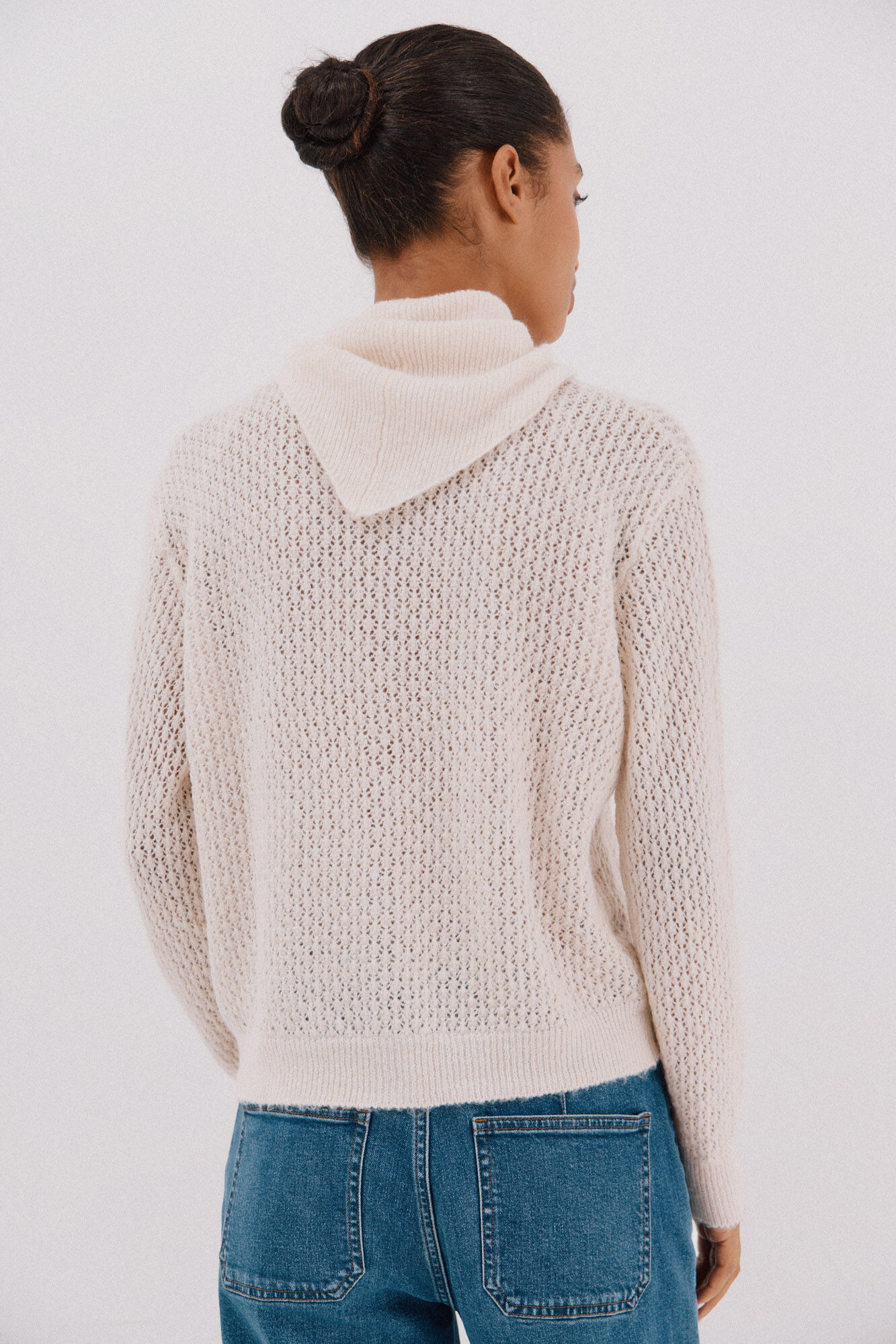 Cortefiel Chaqueta pa&ntilde;uelo punto Marfil