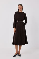 Cortefiel Long dress with seams Dark brown