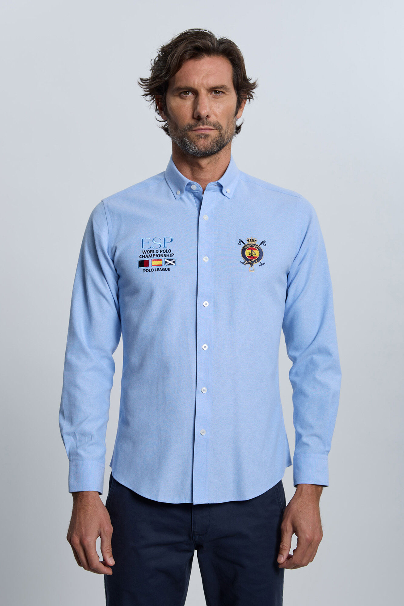 Valecuatro Camisa bordada Espanha azul claro