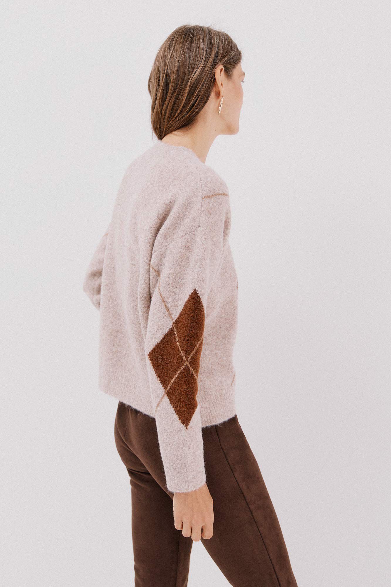 Cortefiel Su&eacute;ter de malha diamante Tostado