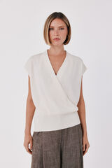 Cortefiel Draped knit top Ivory