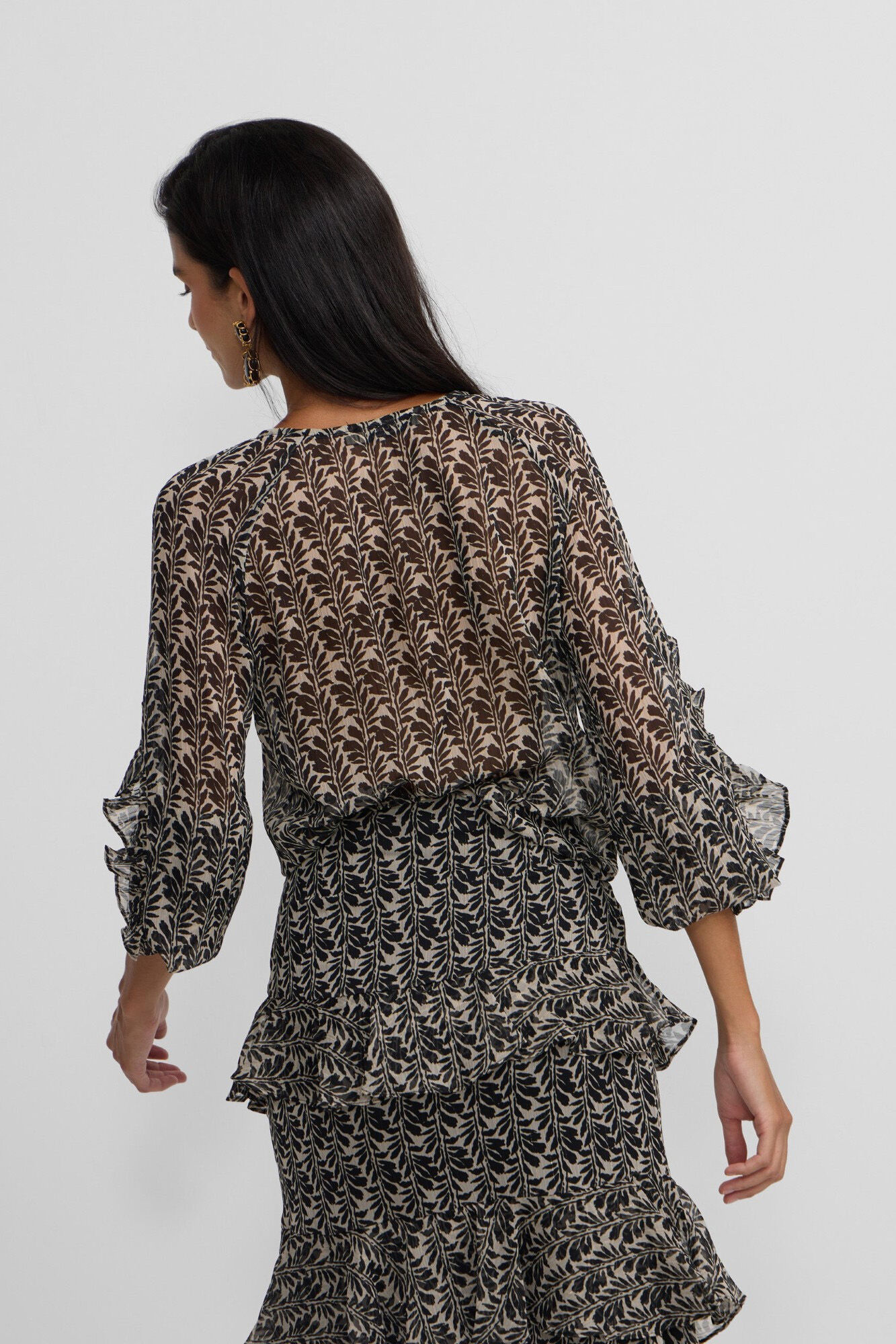 Silbon Blusa estampado com babados Multicolorido