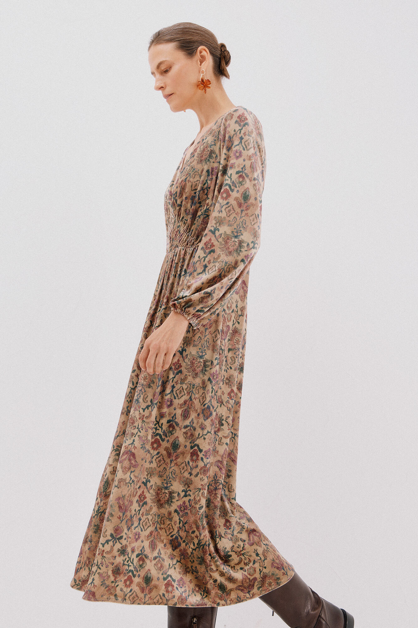 Cortefiel Vestido de veludo estampado Multicolorido