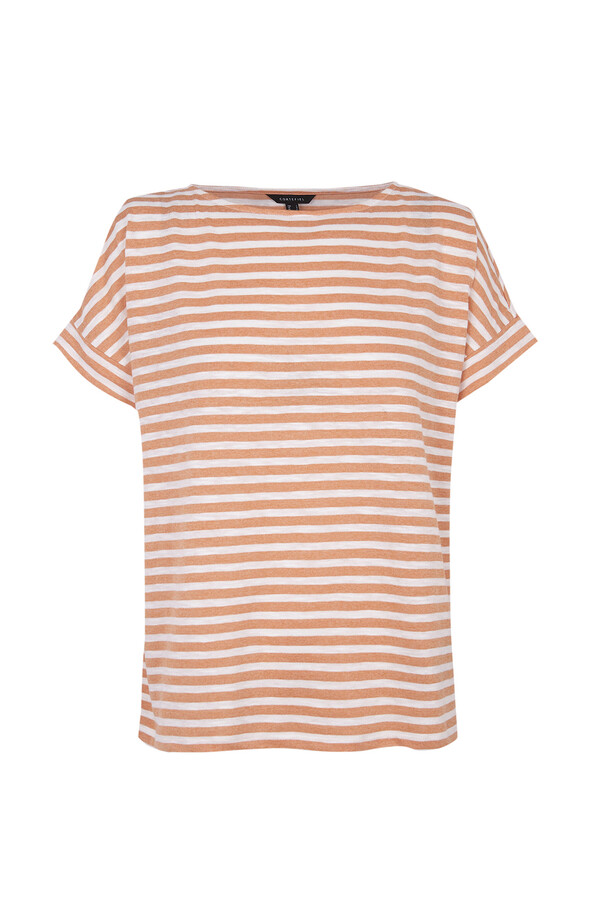 Cortefiel Striped T-shirt Orange