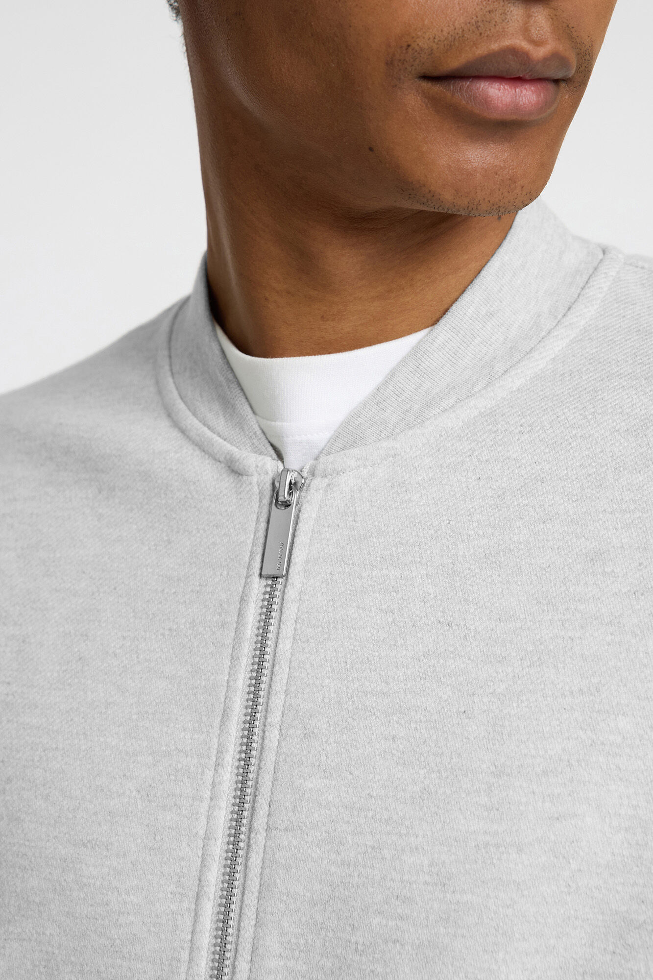 Selected Sweatshirt estilo bomber feito com algod&atilde;o org&acirc;nico Cinzento