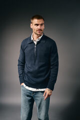 OOTO Jersey cuello polo cremallera y bolsillo Azul marino