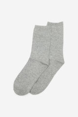 Cortefiel Long lurex striped socks Grey