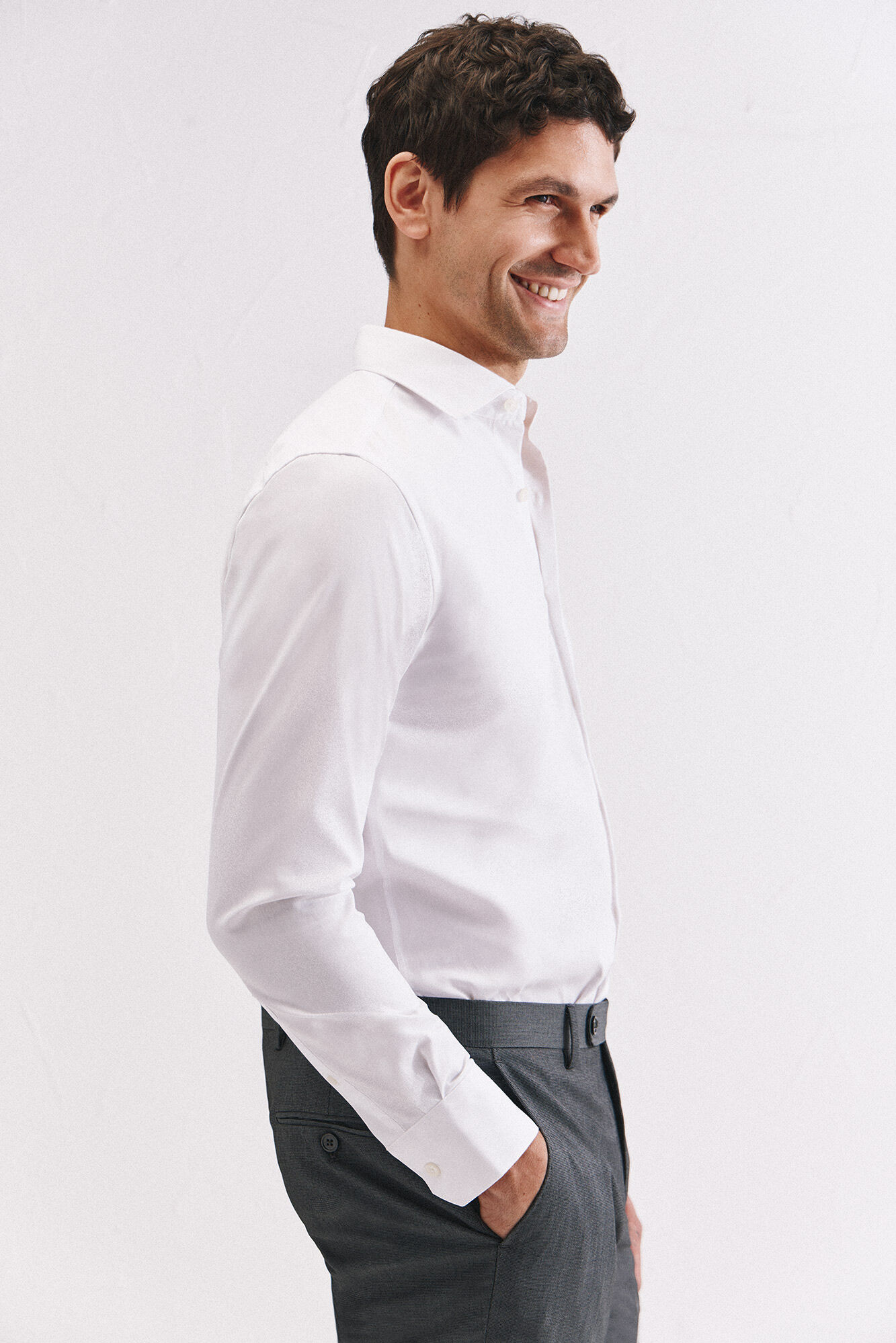 Cortefiel Plain easy-iron dress shirt White