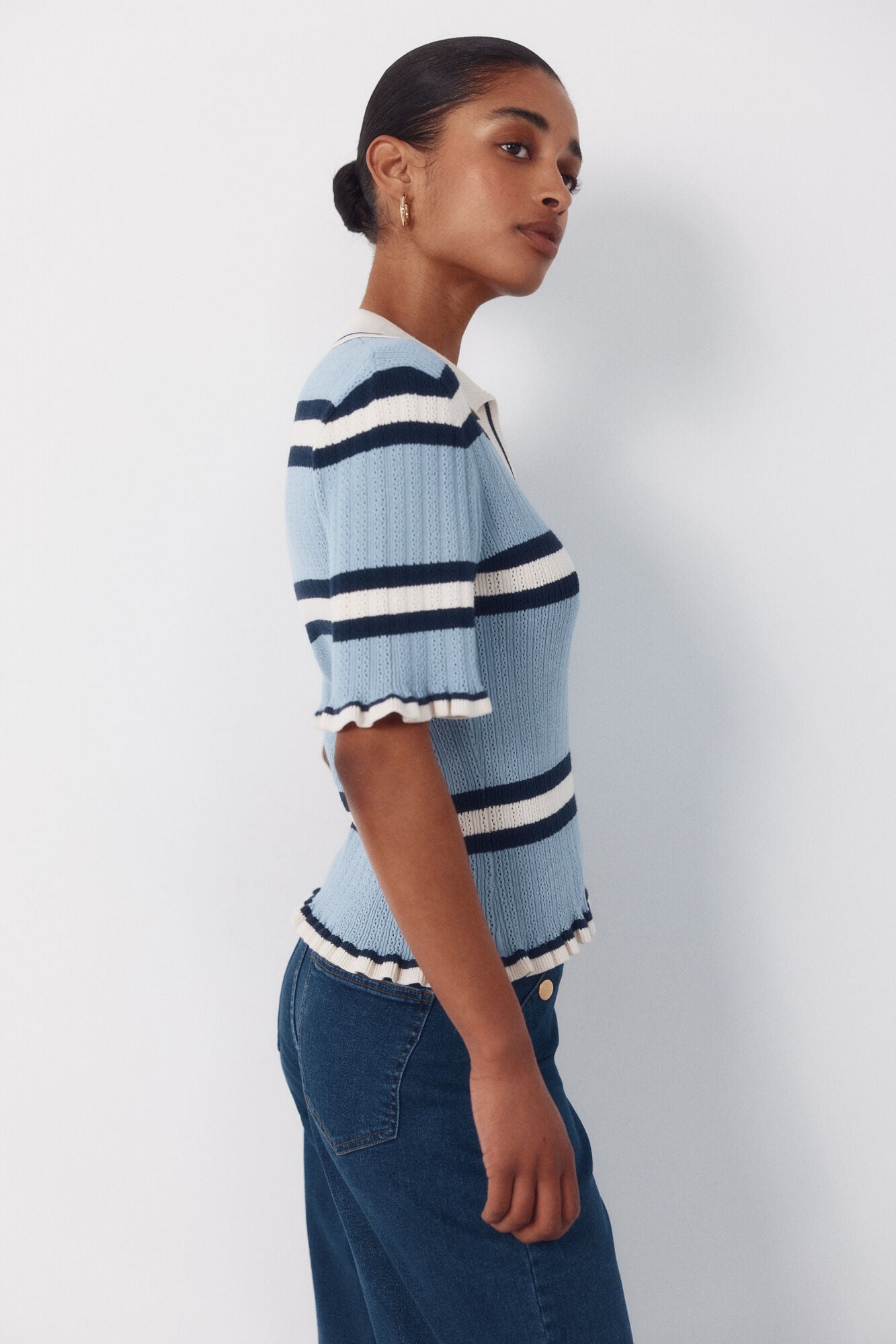 Cortefiel Striped polo jumper Blue