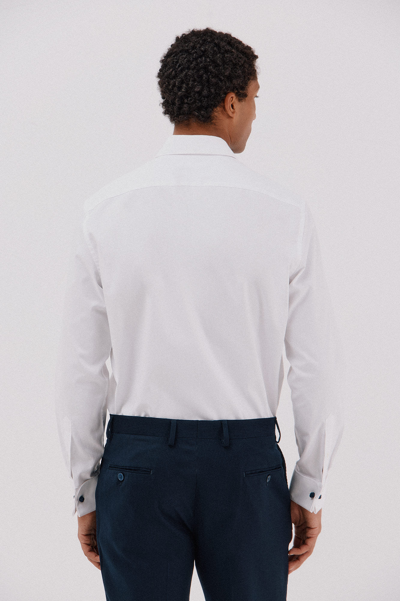 Cortefiel Camisa social riscas de algod&atilde;o tencel Branco