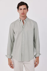 Cortefiel Camisa de riscas oxford leve Verde