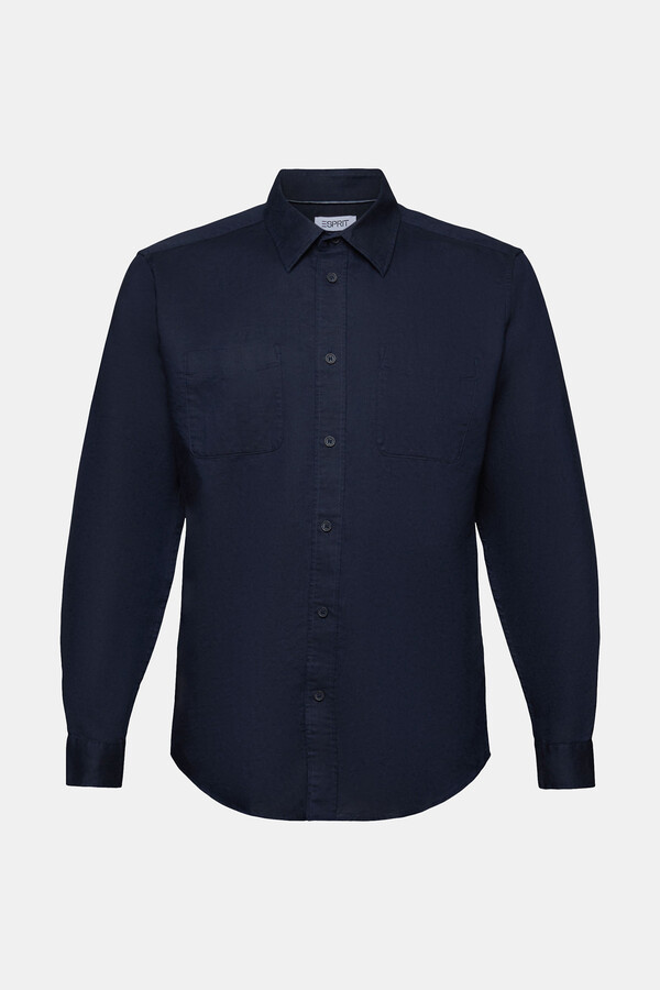 Cortefiel Camisa básica regular fit com linho Azul
