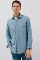 Cortefiel Denim shirt with two pockets Blue