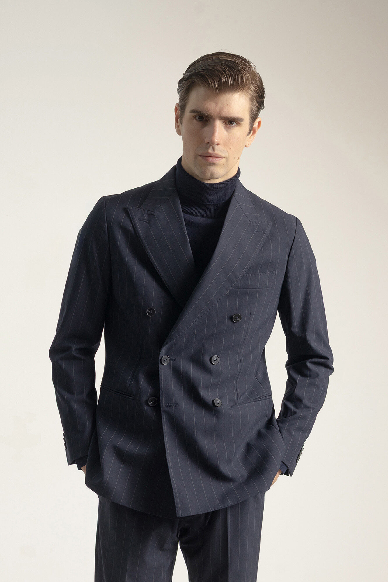 PuroEGO Fato cruzado risca diplom&aacute;tica marinho Azul