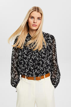 Cortefiel Sustainable floral print blouse Black