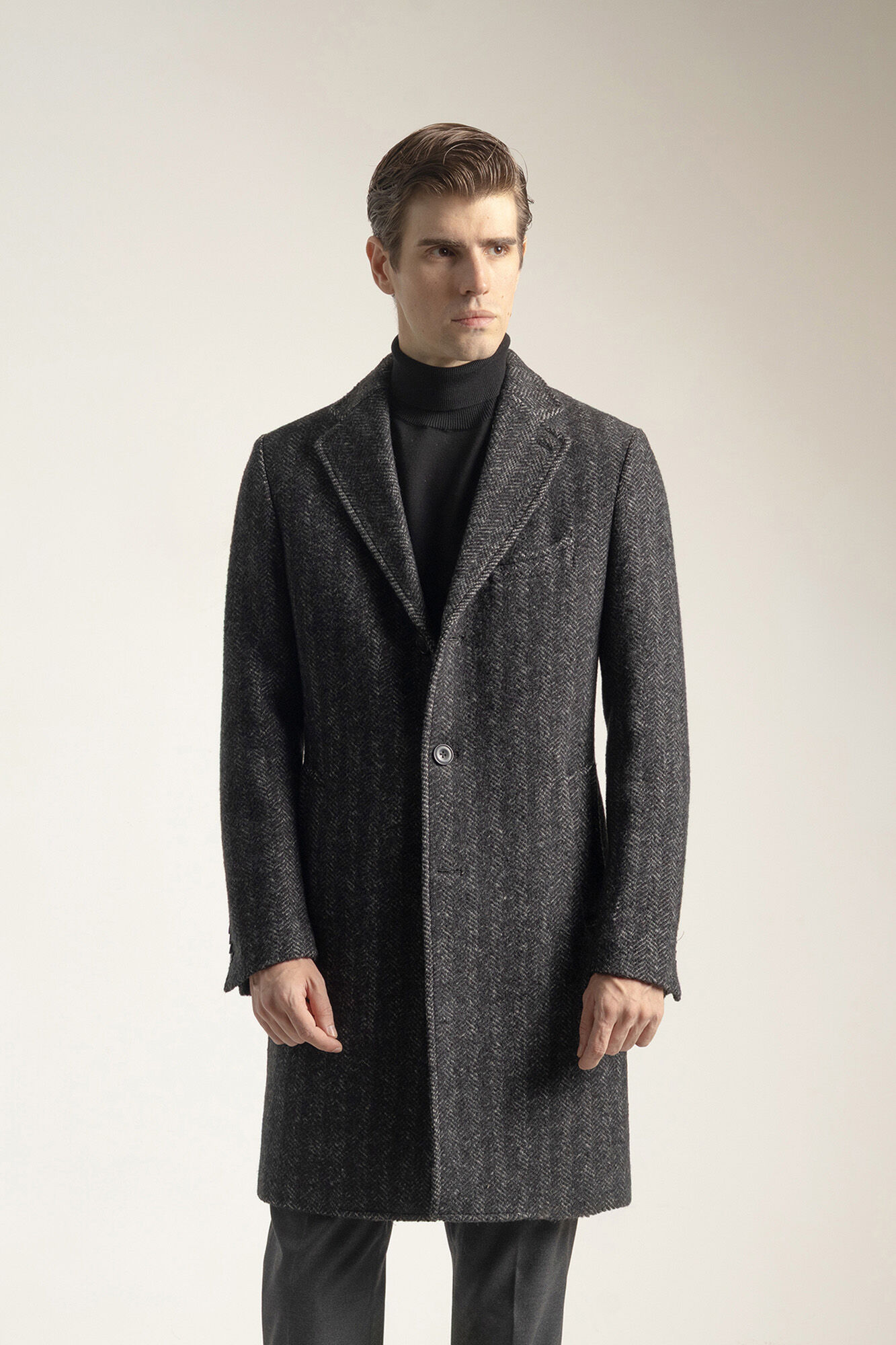 PuroEGO Sobretudo cinza espiga Cinzento