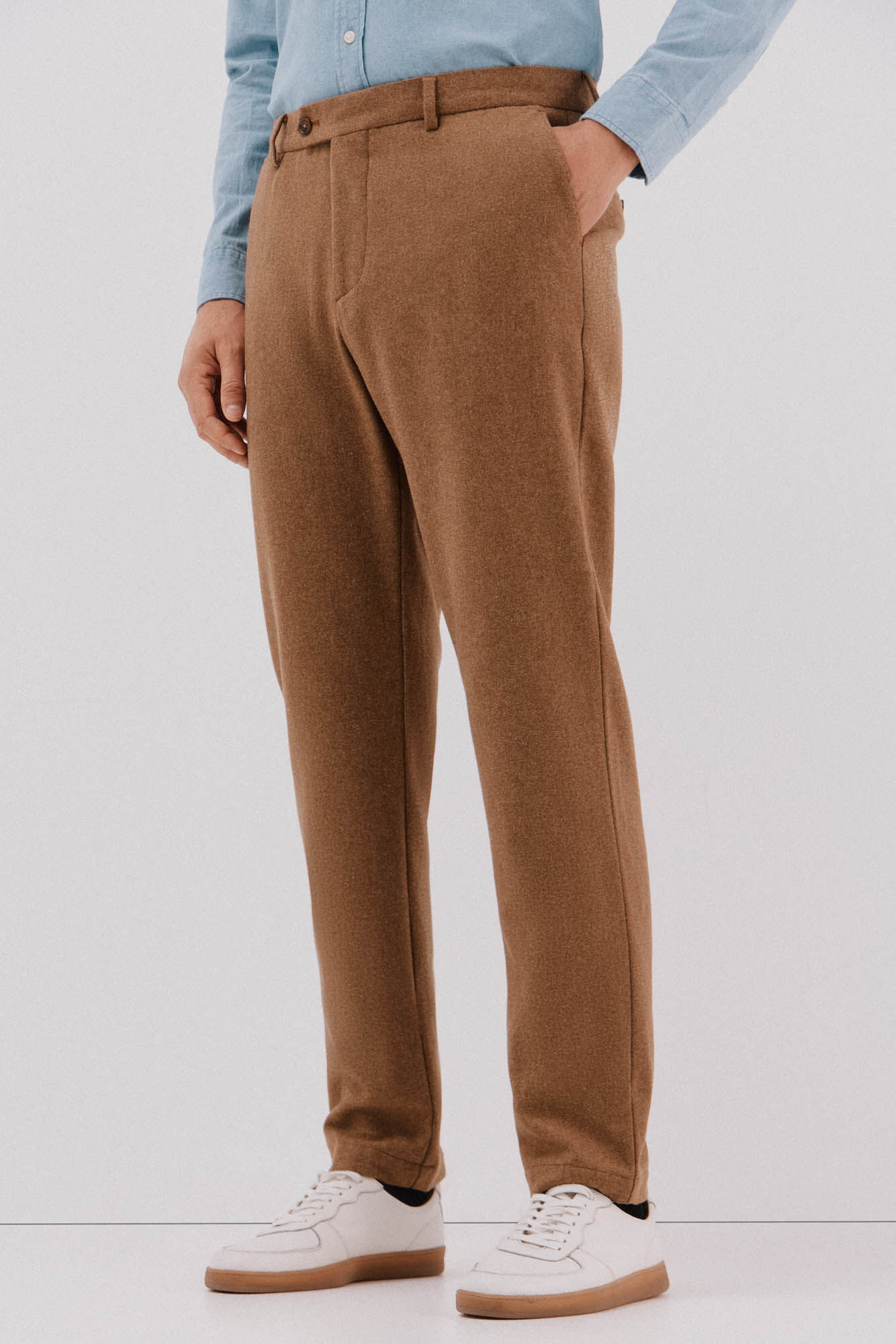 Cortefiel Cal&ccedil;as de l&atilde; de camelo Castanho