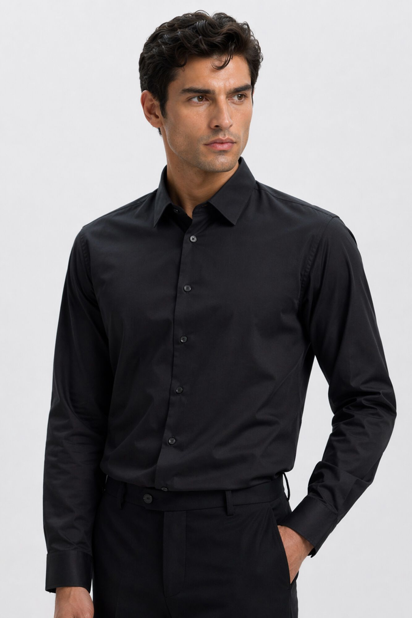 Selected Camisa Slim Fit de vestir Preto