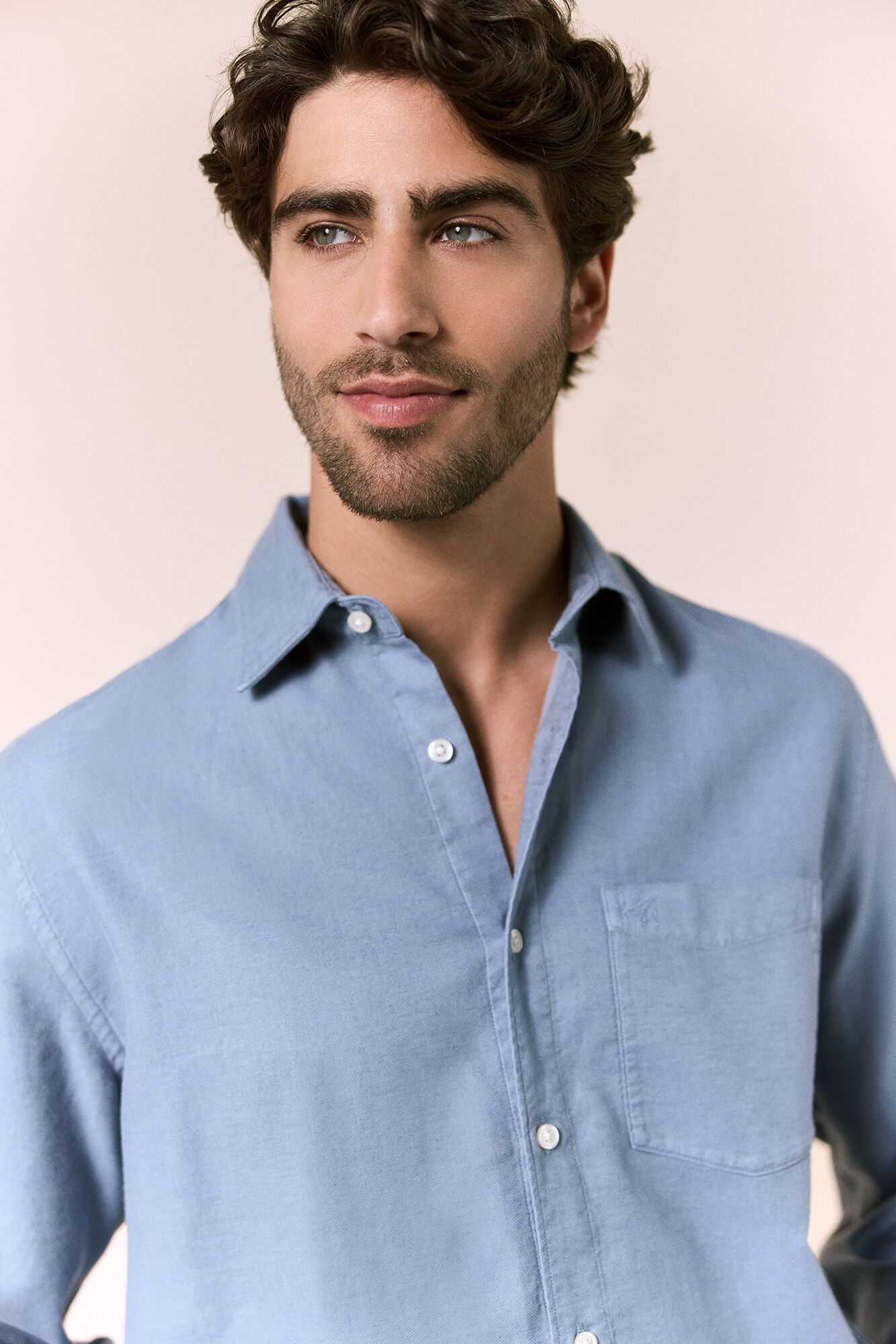 OOTO Camisa lisa fluida Azul