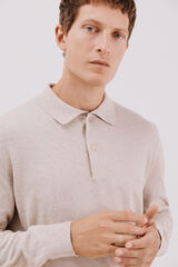 Cortefiel Cotton cashmere polo shirt neck jersey Beige