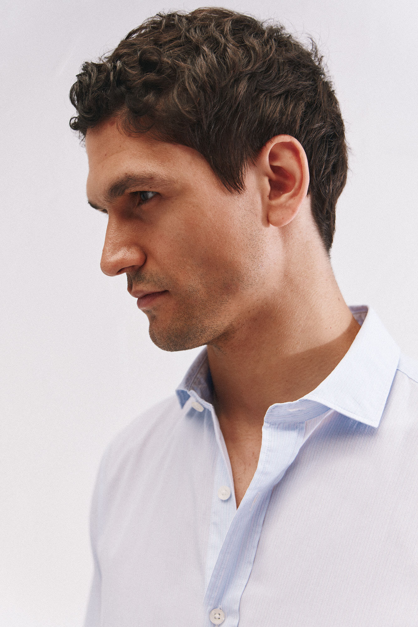 Cortefiel Camisa riscas algod&atilde;o Azul