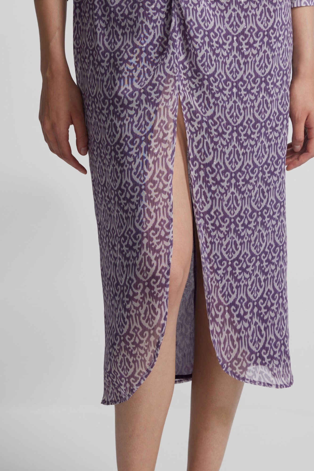 Silbon Saia midi estampado Ikat com abertura