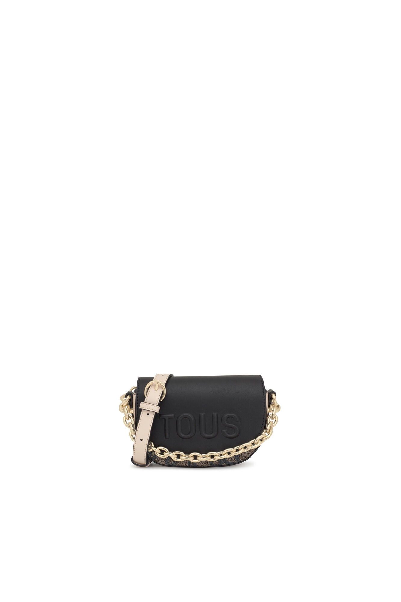 Tous Kaos Icon black and beige crescent mini crossbody bag Black