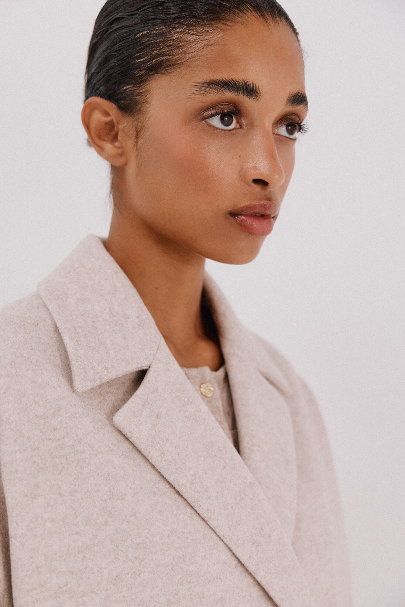 Cortefiel Short unstructured coat Ivory