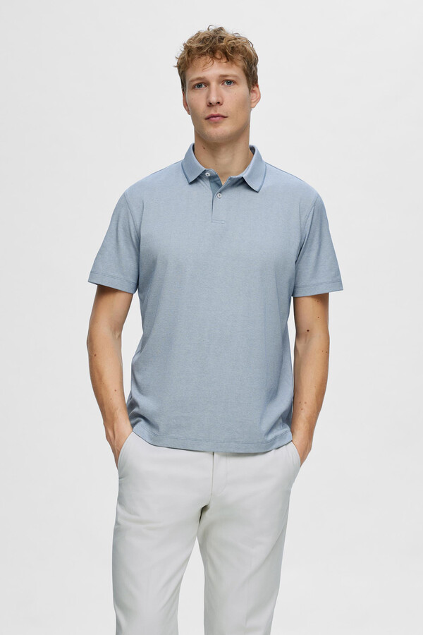 Cortefiel Short-sleeved polo shirt made with organic cotton Blue