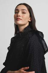 Silbon Blusa bordada volante Negro