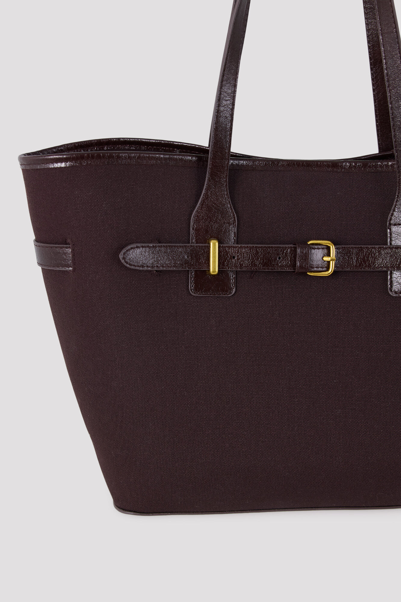 Cortefiel Mala tote bag em lona Castanho
