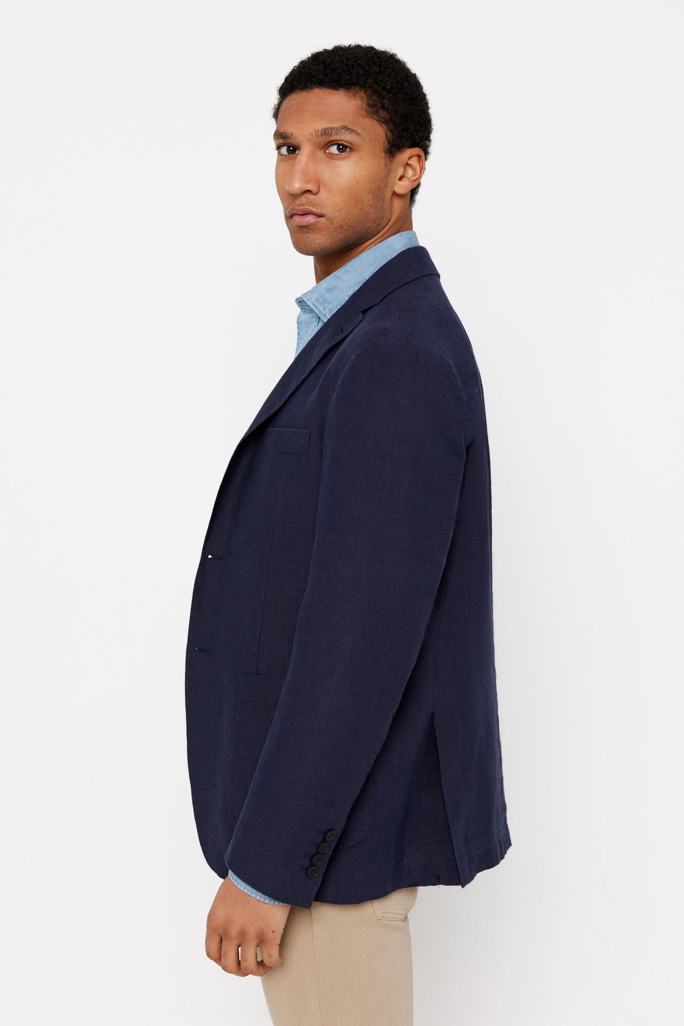 Cortefiel Linen blazer Navy